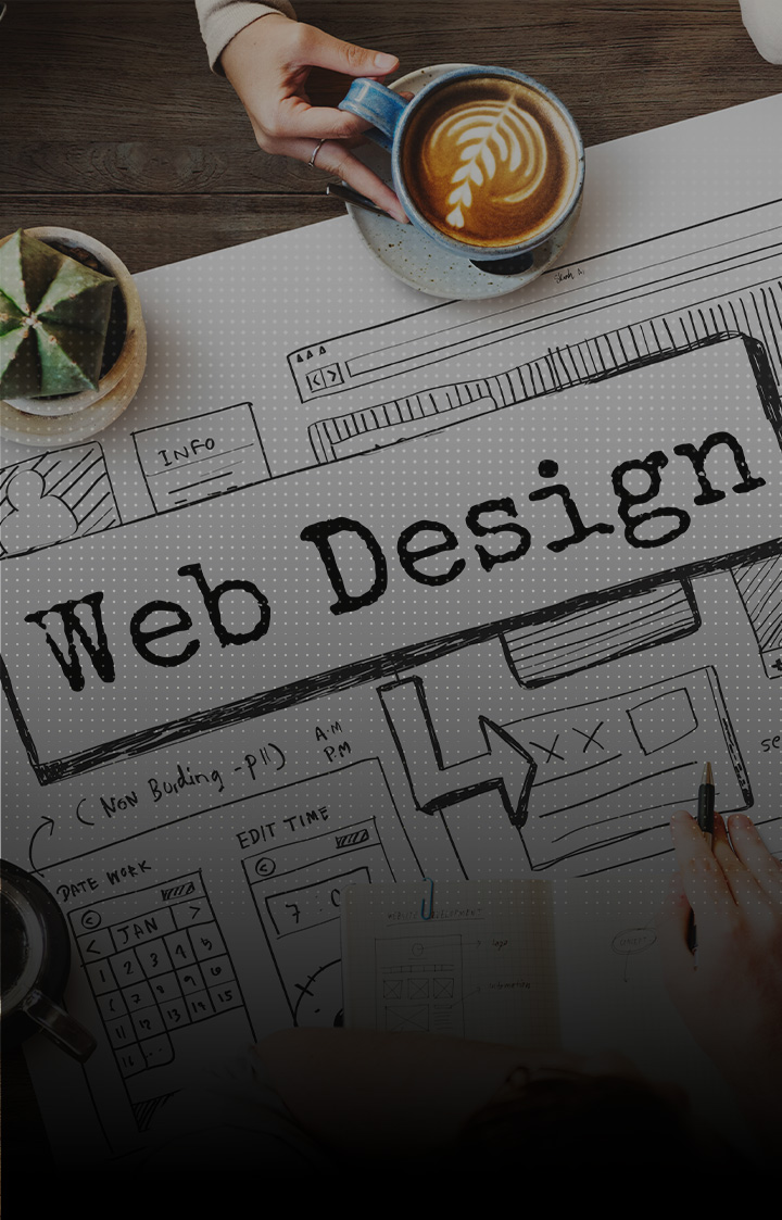 Imagen de un prototipo de un diseño web en una hoja con el escrito 'Design Web'